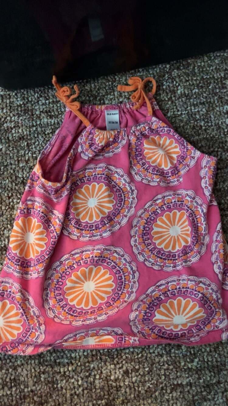 Old Navy Girls Pink and Orange Mandala Print Tie-Strap Tank Top Size 3T